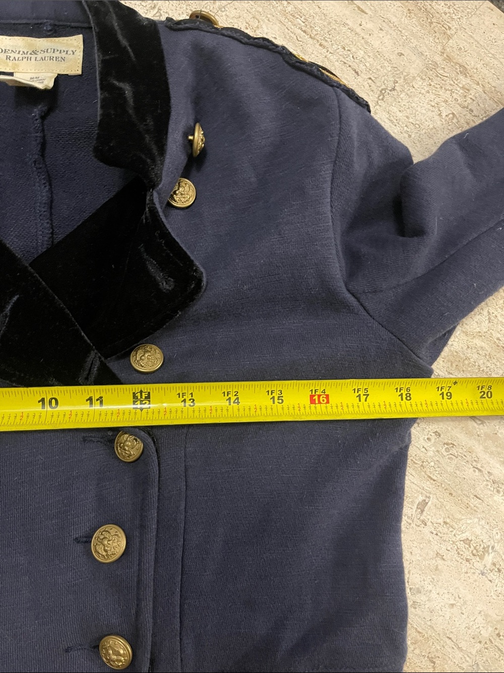 Ralph Lauren Denim & Supply Military Officer Jacket Navy Gold Velvet Lapel Sz M - Picture 14 of 16
